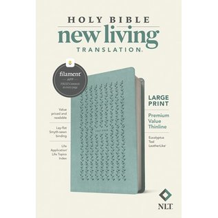 NLT Large Print Premium Value Thinline Bible, Eucalyptus Teal LeatherLike (Filament)