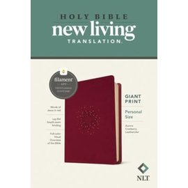 NLT Giant Print Personal Size Bible, Aurora Cranberry LeatherLike (Filament)