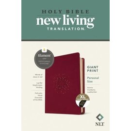 NLT Giant Print Personal Size Bible, Aurora Cranberry LeatherLike, Indexed (Filament)