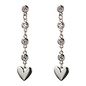 Earrings - Heart, Cubic Zirconia Chain Drop