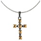 Necklace - Cross, Silver w/ Gold Accent Squares