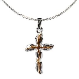Necklace - Cross, Silver and Gold Swirl