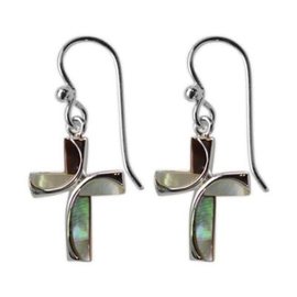 Earrings - Cross, White Mother of Pearl and Dark Shell