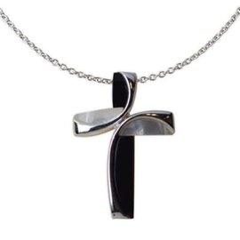 Necklace - Cross, White Mother of Pearl and Black
