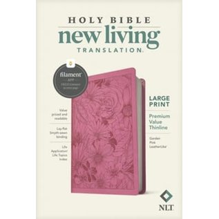NLT Large Print Premium Value Thinline Bible, Garden Pink LeatherLike (Filament)
