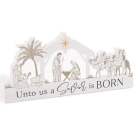 Wall Sign - Unto us a Savior is Born, Nativity Cut-Out