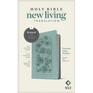 NLT Premium Value Thinline Bible, Bouquet Teal LeatherLike (Filament)