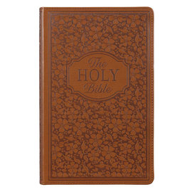 KJV Giant Print Bible, Floral Brown Faux Leather, Indexed