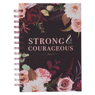 Journal - Strong & Courageous, Floral Wirebound