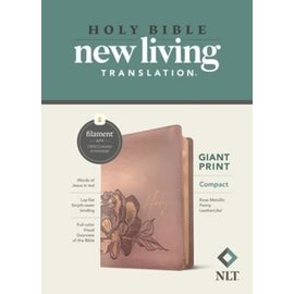 NLT Giant Print Compact Bible, Rose Metallic Peony LeatherLike (Filament)