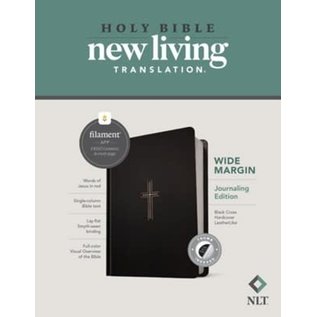 NLT Wide Margin Journaling Edition Bible, Black Cross Hardcover LeatherLike, Indexed (Filament)