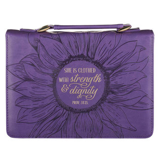 Bible Cover - Strength & Dignity, Purple Sunflower