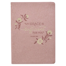 Journal - Sufficient Grace, Dusty Rose Faux Leather