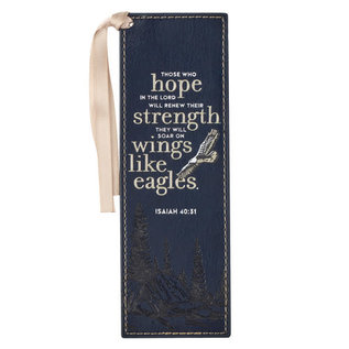 Bookmark - Eagle's Wings, Blue Faux Leather