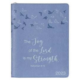 2023 Planner - The Joy of the Lord, Blue Faux Leather w/ Zipper