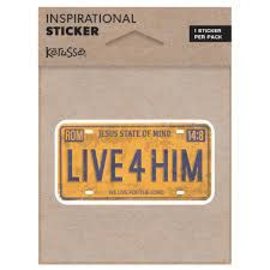 DISCONTINUED Sticker - Live 4 Him, License Plate