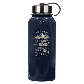 Stainless Steel Water Bottle  - Desire of your Heart, Navy