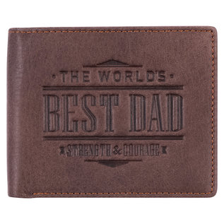 Men's Leather Wallet - The World's Best Dad, Brown