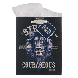 Gift Bag - Strong and Courageous (Dad), Black, Medium