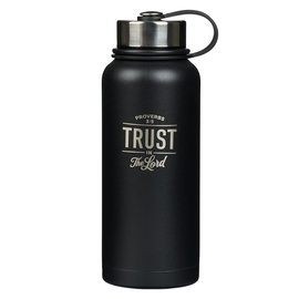 Stainless Steel Water Bottle - Trust in the Lord, Black