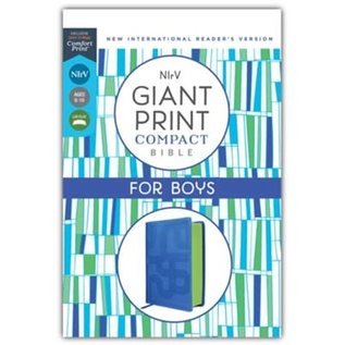 NIrV Giant Print Compact Bible for Boys, Blue Leathersoft