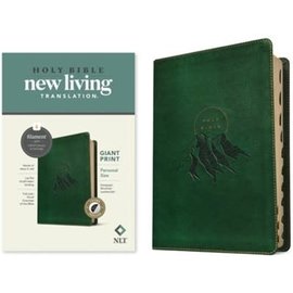 NLT Giant Print Personal Size Bible, Evergreen Mountain LeatherLike, Indexed (Filament)
