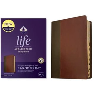 NKJV Large Print Life Application Study Bible 3, Brown/Mahogany LeatherLike, Indexed