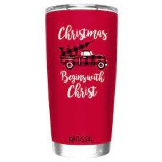 DISCONTINUED Stainless Steel Tumbler - Christmas, Plaid Truck (20 oz)