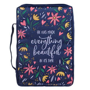 Bible Cover - He Has Made Everything Beautiful, Navy Floral