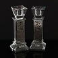 Candle Holder-Shabbat Temple-Silver Plated & Glass (Set Of 2)