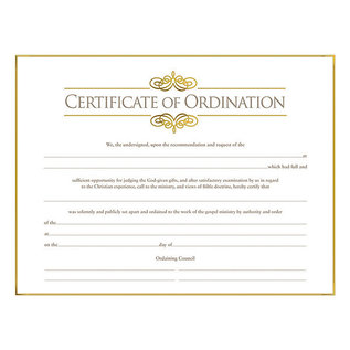 Certificate of Ordination, Parchment w/ Gold Foil Embossing (Pack Of 6)