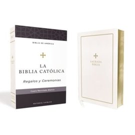 Biblia Catolica Para Regalos y Ceremonias, Cuero Reciclado Blanco