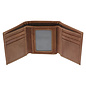 Men's Leather Wallet - Ichthus Fish, Brown Genuine Leather, Trifold