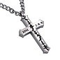 Crown of Thorns Iron Cross Necklace: Saved by Grace, 24" Stainless Steel