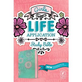 NLT Girls Life Application Study Bible, Teal/Pink Flowers TuTone