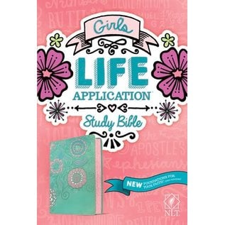 NLT Girls Life Application Study Bible, Teal/Pink Flowers TuTone