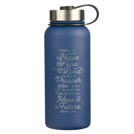 Stainless Steel Water Bottle - I Know the Plans, Blue