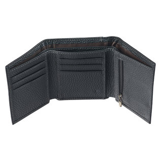 Men's Leather Wallet - Walk by Faith, Black Trifold