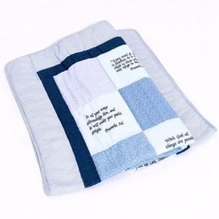 Baby Quilt - Embroidered Scriptures, Blue