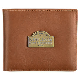 Men's Leather Wallet - Seek First the Kingdom, Saddle Tan Genuine Leather