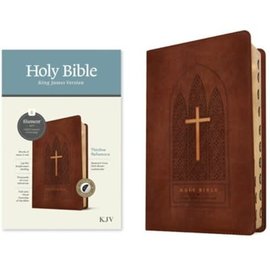 KJV Thinline Reference Bible, Reverent Cross Dark Brown LeatherLike, Indexed (Filament)