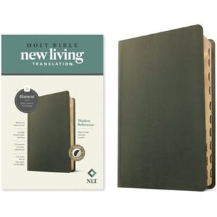 NLT Thinline Reference Bible, Olive Green Genuine Leather, Indexed (Filament)