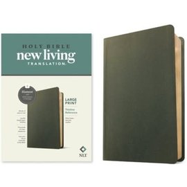 NLT Large Print Thinline Reference Bible, Olive Green Genuine Leather (Filament)