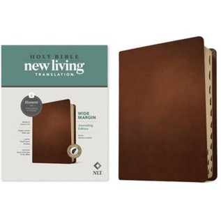 NLT Wide Margin Bible, Brown Genuine Leather, Indexed (Filament)