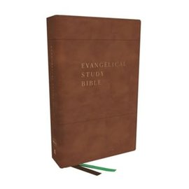 NKJV Evangelical Study Bible, Brown Leathersoft, Indexed