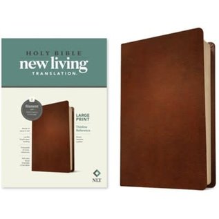 NLT Large Print Thinline Reference Bible, Brown Genuine Leather (Filament)