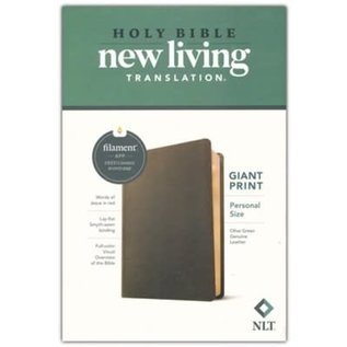 NLT Personal Size Giant Print Bible, Olive Green Genuine Leather (Filament)