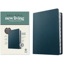 NLT Giant Print Personal Size Bible, Navy Blue Genuine Leather, Indexed (Filament)