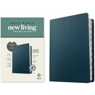 NLT Giant Print Personal Size Bible, Navy Blue Genuine Leather, Indexed (Filament)