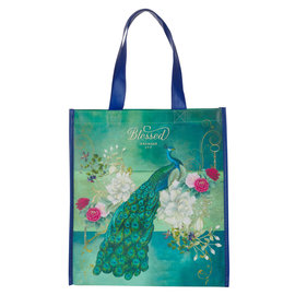 Tote Bag - Blessed, Blue Peacock